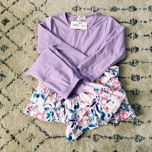 Girls Lavender Unicorn Ruffle Set